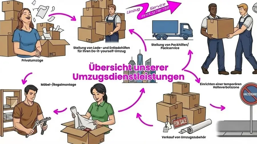 Übersicht der Umzugsdienstleistungen als Illustration